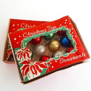 Vintage Mini Glass Ball Christmas Tree Ornamants Japan No. 1005/20 25mm *AS IS*